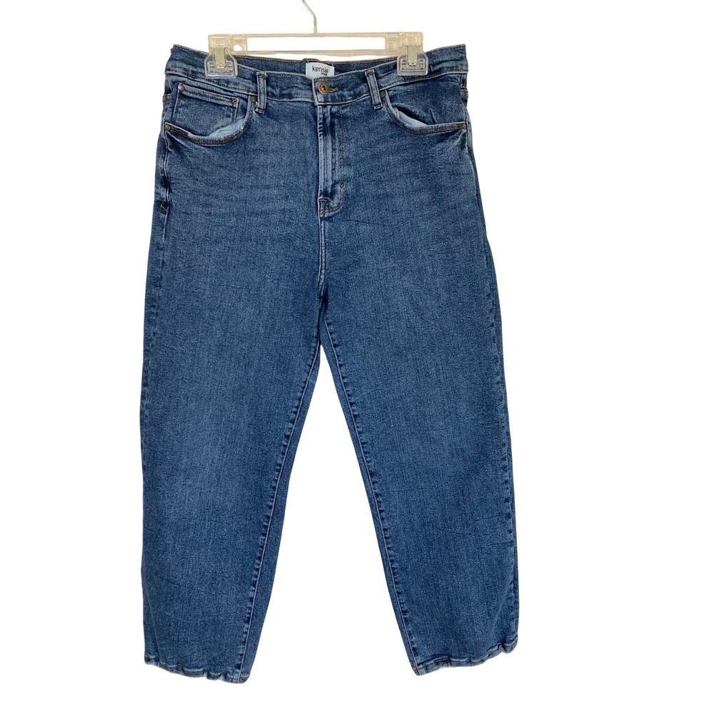 Kensie Jeans The Ella High Rise Straight Medium Wash Blue Denim Size 14
